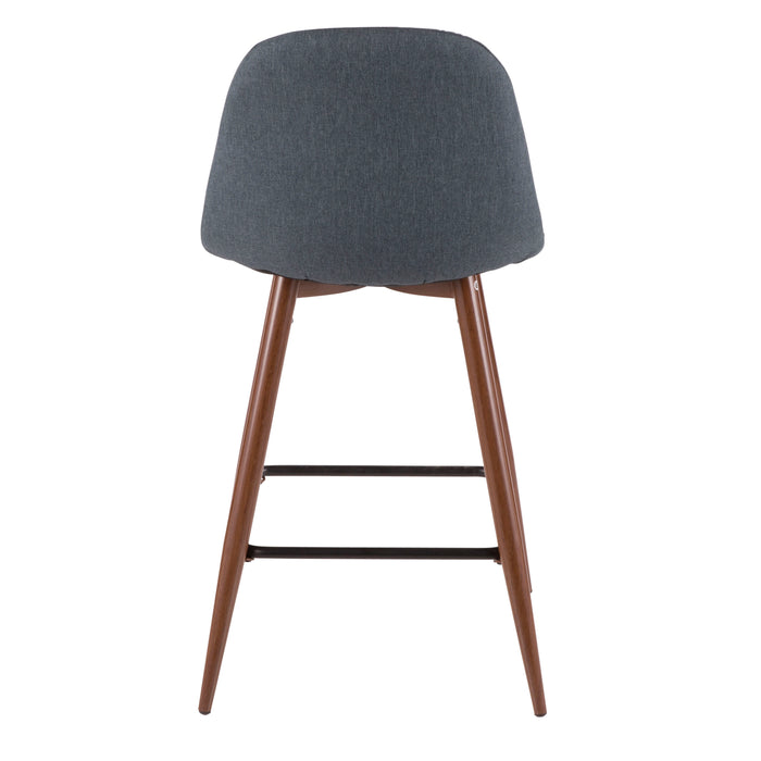LumiSource Pebble Blue Fabric Mid-Century Modern Counter-Height Stool - Set of 2