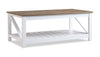 Ridge 47.5” Rustic Coffee Table with Shelf - Walnut Oak & White