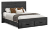 Soren Platform Storage Bed with Panel Headboard & Frame, Graphite Grey- Queen Size