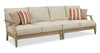 Juno Outdoor Patio Loveseats - Set of 2, Eucalyptus Wood & Nuvella Fabric - Natural/Beige