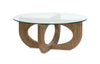 Kerwin 40\" Coffee Table with Glass Top - Almond