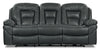 Leo 87.5\" Leather-Look Fabric Power Reclining Sofa - Grey