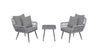 Manhattan Comfort Cannes Rope Wicker 3-Piece Patio Conversation Set - Grey