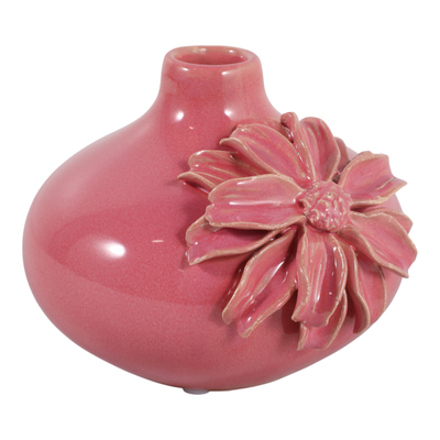 4.75” Ceramic Dahlia Short Bud Vase – Pink | Vase à fleurs courtes Dahlia de 4,75 po en céramique - rose