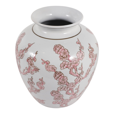 13” Ceramic Chinoiserie Cherry Blossom Vase – Pink | Vase à fleurs de cerisier Chinoiserie de 13 po en céramique - rose