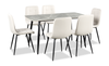 Arlo 7pc Dining Set with Table & 6 Grey Chairs, Sintered Stone & Metal, 55\"W - Grey/Black