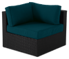 Barbados Corner Outdoor Patio Chair - Hand-Woven Resin Wicker, UV & Weather Resistant - Black/Blue