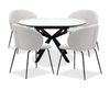 Evita 5pc Dining Set, Table & 4 Beige Chairs, Sintered Stone, 41-54\"W Extension - Grey/Black