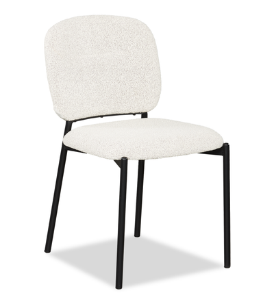 Luka Dining Chair with Boucle Fabric, Metal - Beige | Chaise de salle à manger Luka en tissu bouclé et en métal - beige