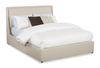 Nico Upholstered Storage Platform Bed in Vegan Leather Taupe Fabric, Hyrdraulic Lift - Queen Size