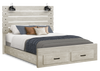 Soren Platform Storage Bed with Slat Headboard & Frame, Built-In LED, Bleached Oak - Queen Size