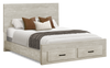 Soren Platform Storage Bed with Panel Headboard & Frame, Bleached Oak - Queen Size