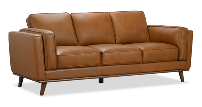 Viero 86.2" Genuine Leather Sofa - Caramel | Sofa Viero de 86,2 po en cuir véritable - caramel