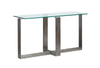 Consort 50\" Contemporary Sofa Table with Glass Top – Aged Pewter
