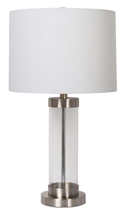 Abella 24\" Brushed Steel Table Lamp with USB Charging