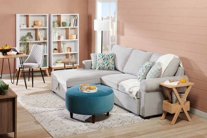 Kort & Co. Alban 26\" Black Floor Lamp with USB Charging and Built-in Side Table