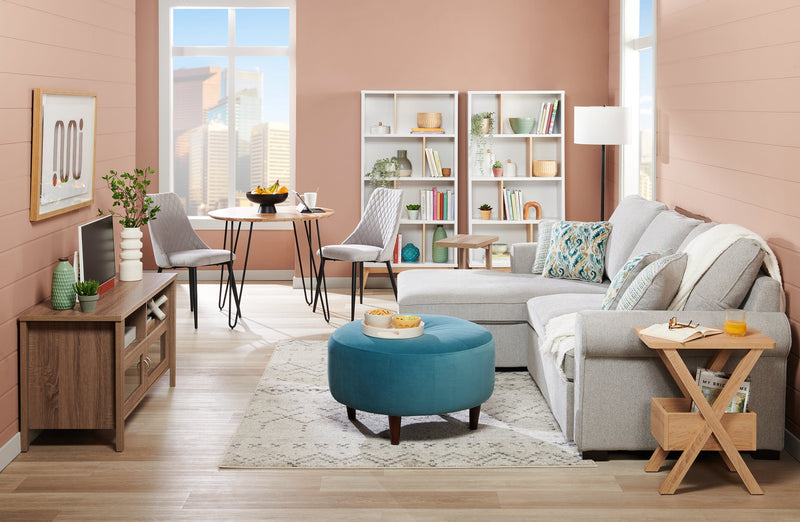 Kort & Co. Alban 26\" Black Floor Lamp with USB Charging and Built-in Side Table