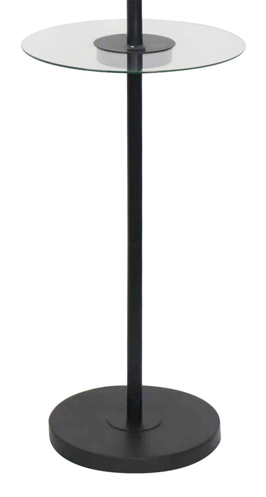 Kort & Co. Alban 26\" Black Floor Lamp with USB Charging and Built-in Side Table