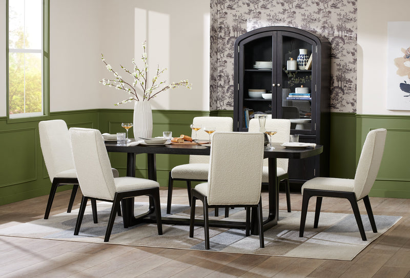 Alma Dining Table with Trestle Base, 86\"W - Charcoal Black