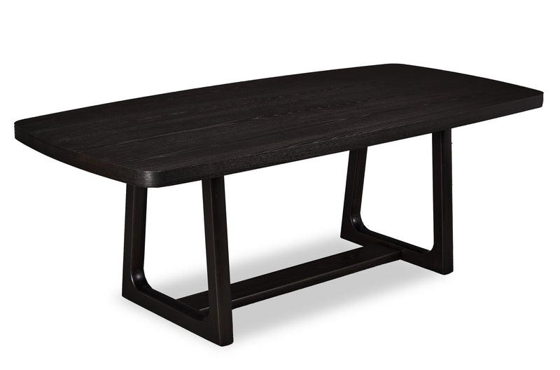 Alma Dining Table with Trestle Base, 86\"W - Charcoal Black