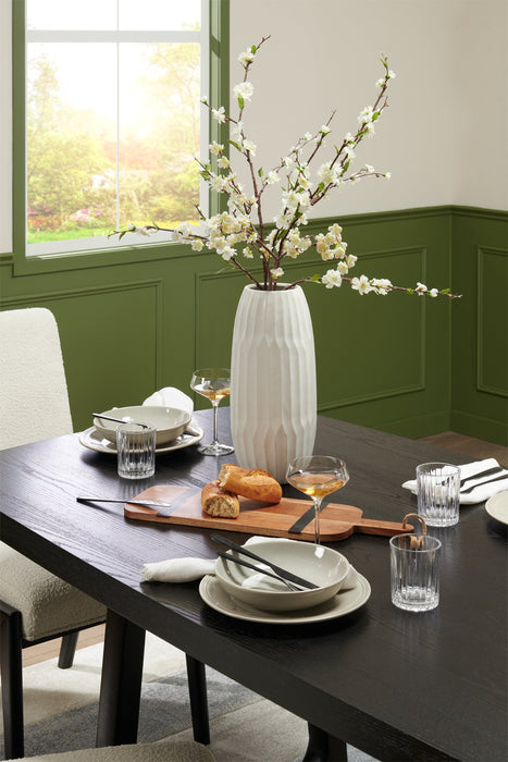 Alma Dining Table with Trestle Base, 86\"W - Charcoal Black