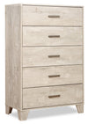 Arbor Bedroom Chest of Drawers, 5-Drawer, 31.5\"W x 48.4\"H - Driftwood White