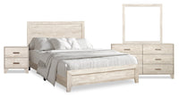 Arbor 6pc Bedroom Set with Panel Bed, Dresser, Mirror & Nightstand, Driftwood White  - King Size