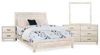 Arbor 6pc Bedroom Set with Panel Bed, Dresser, Mirror & Nightstand, Driftwood White  - Queen Size