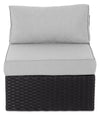 Barbados Armless Outdoor Patio Chair - Hand-Woven Resin Wicker, UV & Weather Resistant - Black/Grey