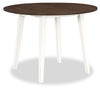 Bryn Drop-Leaf Dining Table, 42\" Round - Two-Tone White & Brown