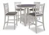 Dena 5pc Counter-Height Dining Set with Table & Chairs, 42-60\"W Extension, Round - Dove Grey