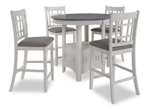 Dena 5-Piece Counter-Height Dining Package - White and Grey