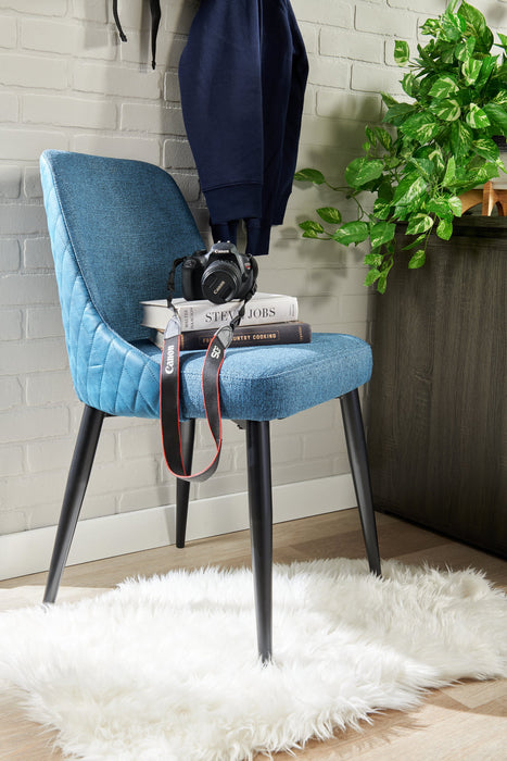 Eden Dining Chair with Linen-Look Fabric, Metal - Blue