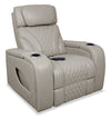 Elite 38\" Genuine Leather Massage Power Reclining Chair with Immersive Audio and Power Headrest - Putty