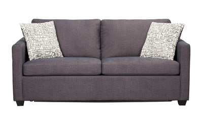 Made in Canada Everlee 76.5" Microsuede Queen-Size Sofa Bed with Memory Foam and Two Accent Pillows - Grey | Grand sofa-lit Everlee de 76,5 po fabriqué au Canada en microsuède avec mousse à mémoire de forme et deux coussins décoratifs - gris
