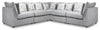 Scott Living Evolve Modular 5-Piece Linen-Look Fabric Sectional with Feather Down Cushions - Grey