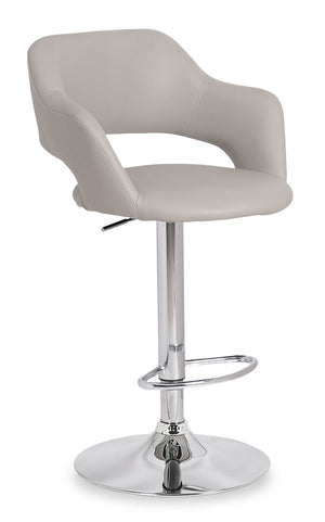 Finn Barstool with Swivel & Adjustable Seat, Vegan Leather Fabric, Metal - Beige