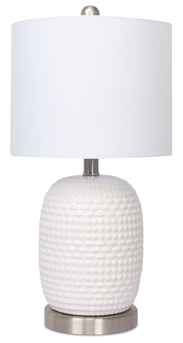 Kort & Co. Gianna 19\" White and Silver Ceramic Table Lamp