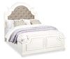 Grace Panel Bed with Headboard & Frame, Wooden, Fabric, Antique White - Queen Size