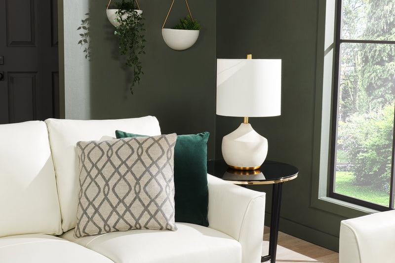 Kort & Co. 25\" Iris Cream and Gold Ceramic Table Lamp