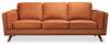 Kort & Co. Kassia 90.6\" Linen-Look Fabric Sofa with Wood Base and Legs - Orange