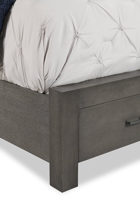 Koda Platform Storage Bed with Headboard & Frame, Wooden, Grey - Queen Size