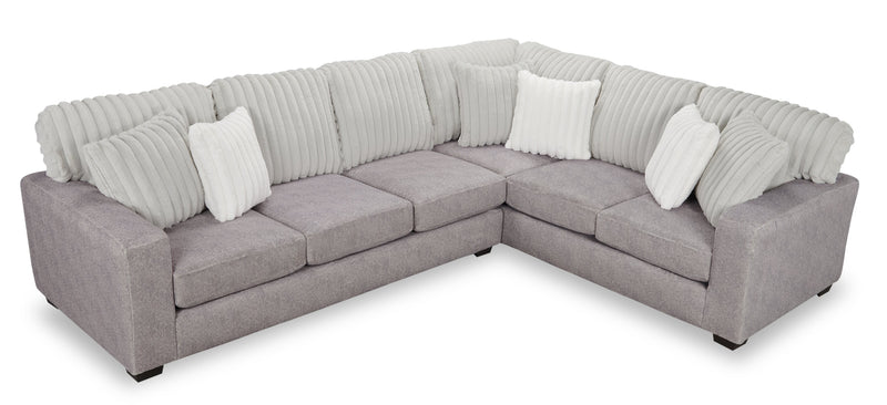 Made in Canada Koda 2-Piece Right-Facing Chenille Fabric Sectional with Reversible Cushions - Plush Paloma Grey