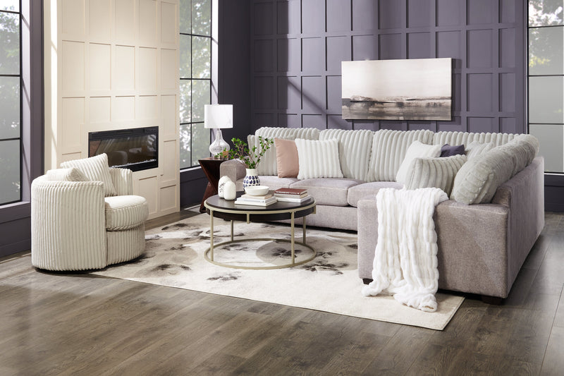 Made in Canada Koda 2-Piece Right-Facing Chenille Fabric Sectional with Reversible Cushions - Plush Paloma Grey