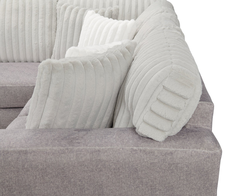 Made in Canada Koda 2-Piece Right-Facing Chenille Fabric Sectional with Reversible Cushions - Plush Paloma Grey