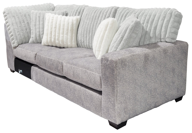 Made in Canada Koda 2-Piece Right-Facing Chenille Fabric Sectional with Reversible Cushions - Plush Paloma Grey