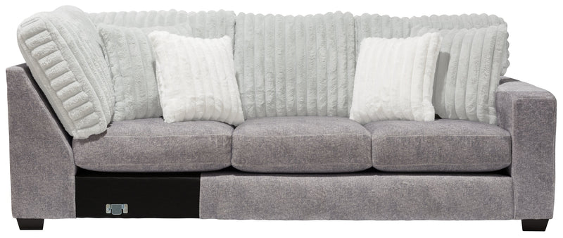 Made in Canada Koda 2-Piece Right-Facing Chenille Fabric Sectional with Reversible Cushions - Plush Paloma Grey
