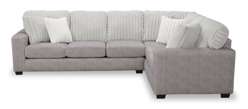 Made in Canada Koda 2-Piece Right-Facing Chenille Fabric Sectional with Reversible Cushions - Plush Paloma Grey