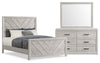 Lark 5pc Bedroom Set with Panel Bed, Dresser & Mirror, Rustic White - Queen Size