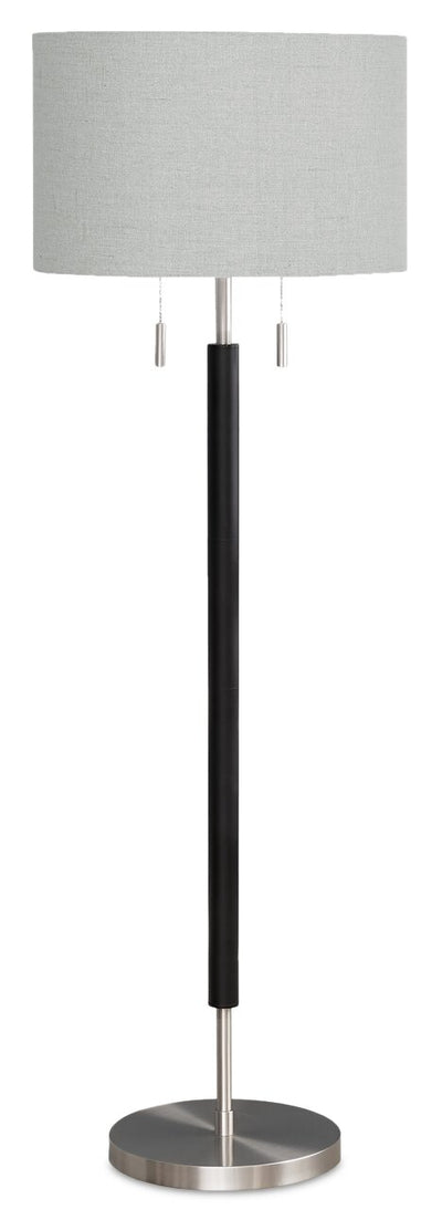 60" Nickel Metal Floor Lamp|Lampe à pied de 60 po en métal laiton